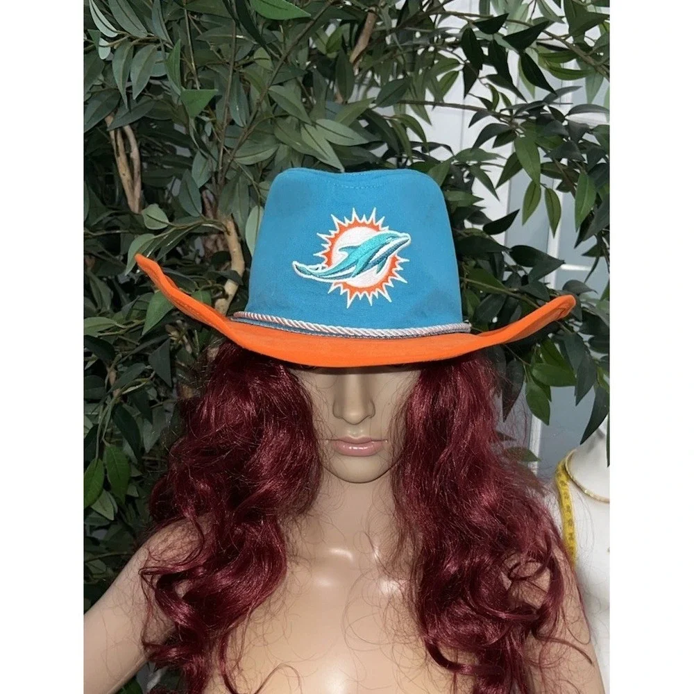 (/5)MIAMI DOLPHINS FOCO TWO TONE COWBOY HAT - AQUA/ORANGE